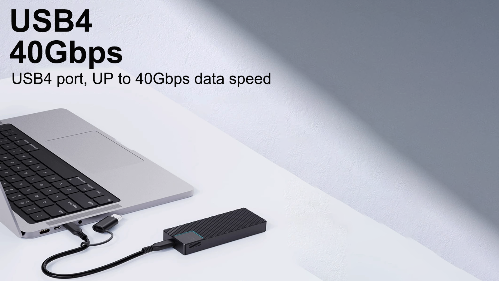 A large marketing image providing additional information about the product Volans Aluminium NVMe PCIe M.2 SSD to USB4 Type C Enclosure 40Gbps - Additional alt info not provided
